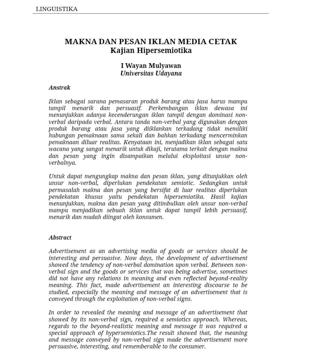 Makna dan Pesan Iklan Media Cetak