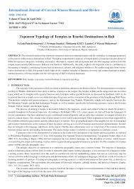 Toponym Typology of Temples in Tourist Destinations in Bali